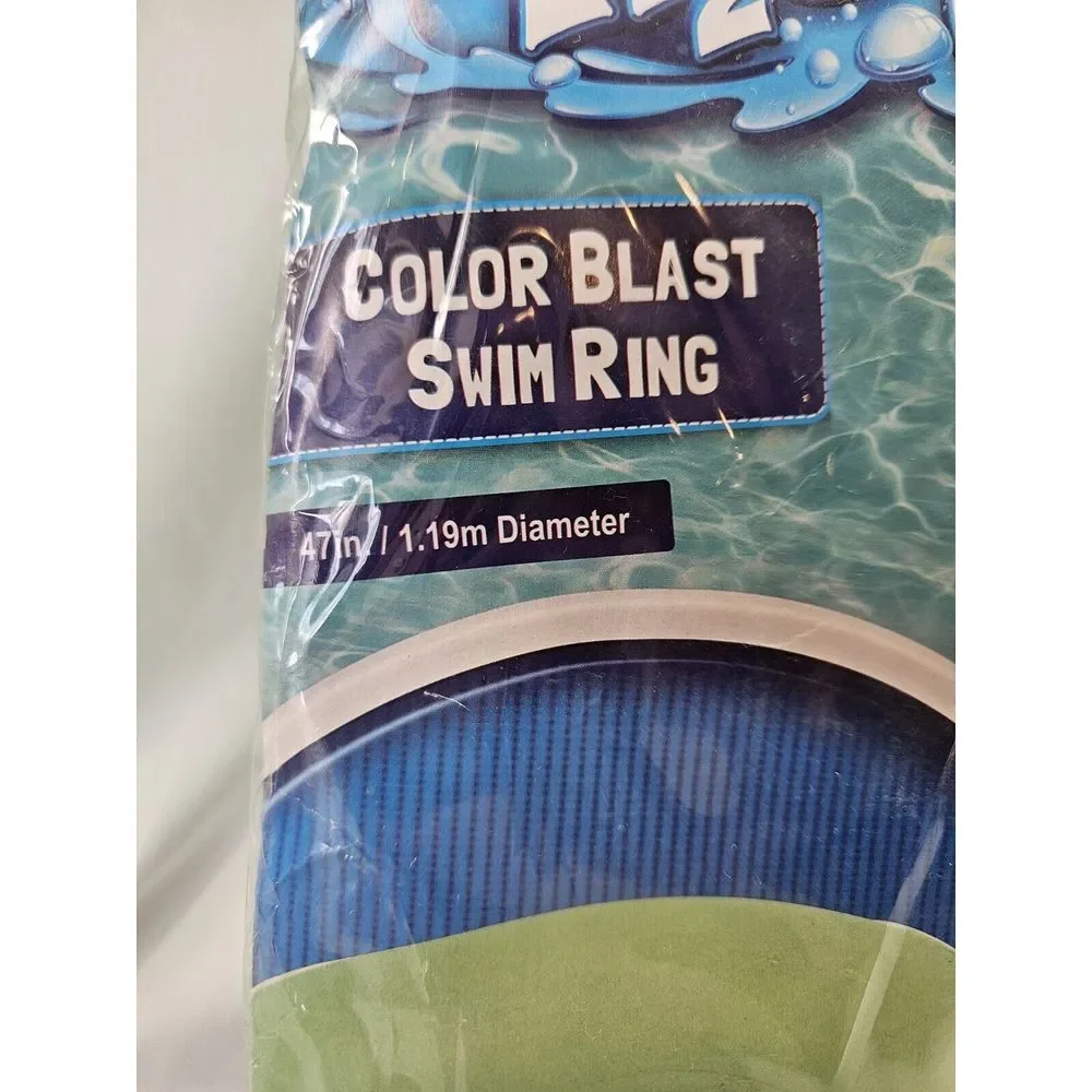 H2O Go! Large Green Color Blast Swim Ring Inflated Size: 41.7 In. X 10.6 In Tube